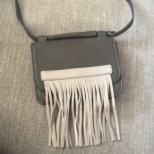 Gray Fringe Shoulder Bag